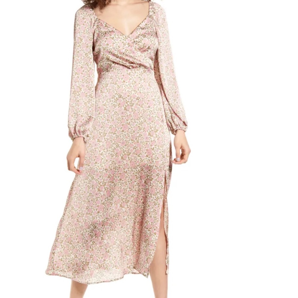 Floral Print Long Sleeve Midi Dress